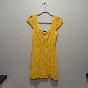 Lulu's Sunny Yellow Floral Dress